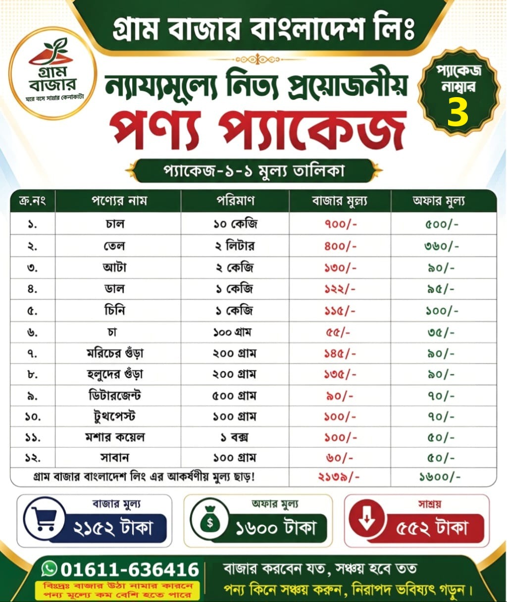 ২১৫২ টাকার পণ্য ১৬০০ টাকায়